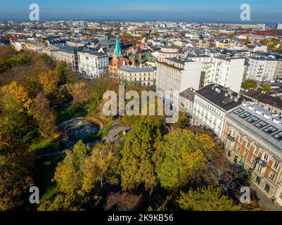 Kraków Vista aerea. Kraków è la capitale del voivodato della Polonia minore. Polonia. Europa. Foto Stock