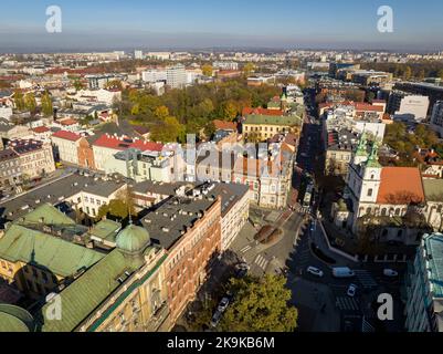 Kraków Vista aerea. Kraków è la capitale del voivodato della Polonia minore. Polonia. Europa. Foto Stock