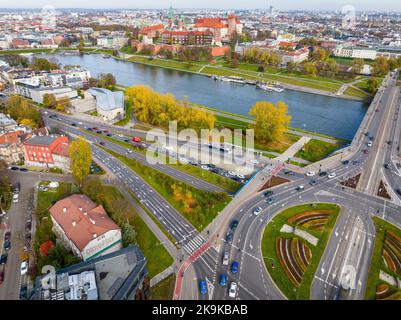 Kraków Vista aerea. Kraków è la capitale del voivodato della Polonia minore. Polonia. Europa. Foto Stock