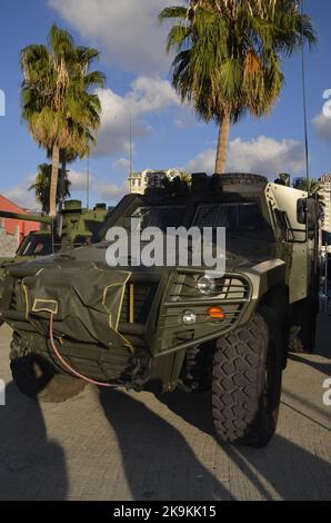 Istanbul Turchia. Ottobre 2022. Scorpion 2 veicolo blindato tattico a ruote. Veicolo blindato Otokar, fiera Field Expo. Foto Stock