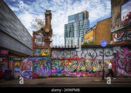 Londra, Regno Unito, luglio 2022, vista dei murales in Brick Lane Street Foto Stock