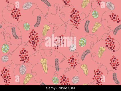 Illustrazione vettoriale dello sfondo di Springtime senza giunture con un semplice modello di disegno a linea di tulipano. Ripetibili orizzontalmente e verticalmente. Illustrazione Vettoriale