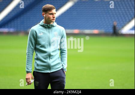 West Bromwich Taylor Gardner-Hickman di Albion prima della partita del campionato Sky Bet presso gli Hawthorns, West Bromwich. Data immagine: Sabato 29 ottobre 2022. Foto Stock