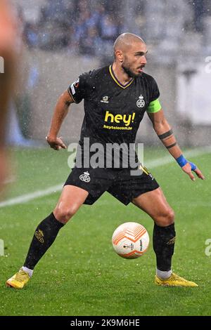 Union's Teddy Teuma ha ritratto in azione durante una partita di calcio tra lo svedese Malmo Fotbollforening e il belga Royale Union Saint-Gilloise, giovedì 27 ottobre 2022 a Malmo, il giorno 5 della tappa del gruppo UEFA Europa League. FOTO DI BELGA LAURIE DIEFFEMBACQ Foto Stock