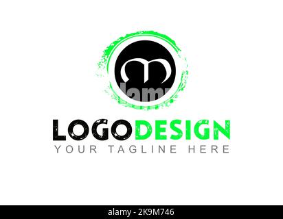 Logo lettera M. Il tuo testo qui . Modello logo su sfondo bianco. Foto Stock
