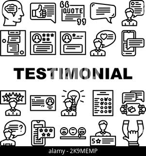 feedback testimonial quote icone set vettore. business comment, speech web, grafica chat, citazione bolla, banner informazioni feedback testimonial quo Illustrazione Vettoriale