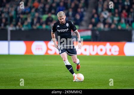 Budapest, Ungheria. 27H, ottobre 2022. Caio Henrique (12) di Monaco visto durante la partita della UEFA Europa League tra Ferencvaros e Monaco al Groupama Arena di Budapest. (Photo credit: Gonzales Photo - Balazs Popal). Foto Stock