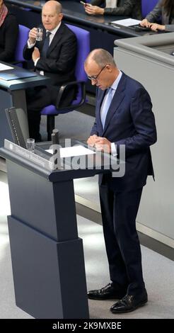 Berlino, Germania, 20 ottobre 2022. Il presidente federale della CDU, Friedrich Merz, durante la 63th sessione plenaria del Bundestag tedesco. Foto Stock