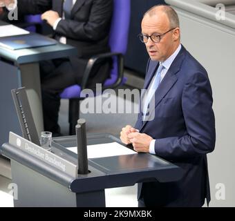 Berlino, Germania, 20 ottobre 2022. Il presidente federale della CDU, Friedrich Merz, durante la 63th sessione plenaria del Bundestag tedesco. Foto Stock