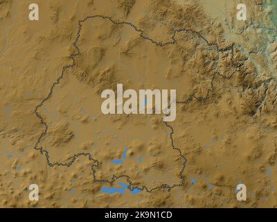 Guanajuato, stato del Messico. Mappa di altitudine colorata con laghi e fiumi Foto Stock