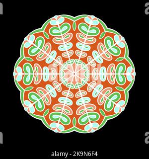 Modello di mandala vettoriale. Modello astratto in pizzo. Ornamento decorativo colorato. Illustrazione Vettoriale