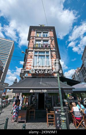 Caffè Brasserie Leffe in Place du Grand Sablon 46, Bruxelles, Belgio Foto Stock