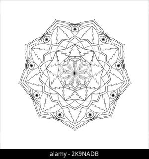 Libro da colorare mandala. Ornamento rotondo decorativo. Elemento di design anti-stress therapy. Illustrazione Vettoriale