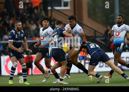 Newcastle, Regno Unito. 10th Set, 2022. Taniela Sadische of Fiji in azione durante la partita di Coppa del mondo di rugby 2021 Pool B tra Figi e Scozia a Kingston Park, Newcastle, sabato 29th ottobre 2022. (Credit: Chris Lishman | NOTIZIE MI) Credit: NOTIZIE MI & Sport /Alamy Live News Foto Stock