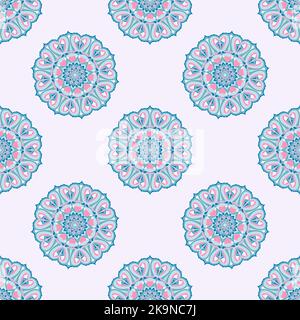 Modello senza cuciture con elementi astratti di stile etnico rotondo mandala Illustrazione Vettoriale