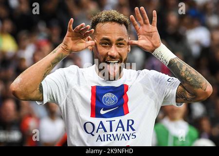 Parigi, Francia. 29th Ott 2022. NEYMAR JR di PSG celebra il suo obiettivo durante il campionato francese Ligue 1 partita di calcio tra Parigi Saint-Germain e ESTAC Troyes il 29 ottobre 2022 allo stadio Parc des Princes di Parigi, Francia - Foto: Matthieu Mirville/DPPI/LiveMedia Credit: Independent Photo Agency/Alamy Live News Foto Stock