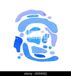 Set di divertenti personaggi colorati di cartoni animati vettoriali. Illustrazione Vettoriale