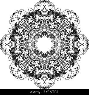 Modello Mandala. Ornamento decorativo in cerchio. Modello rotondo. Bohémien, stile indiano. Illustrazione Vettoriale