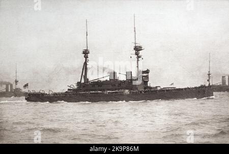 La nave da guerra HMS Agamemnon era la prima guerra mondiale. Pranzo nel 1905 e commissionato nel 1908, servì nella Marina reale fino a quando fu demolita nel 1927. Foto Stock