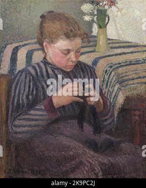 Donna che mendendo. Camille Pissarro.1895. Foto Stock