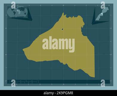 Guelmim-Oued Noun, regione del Marocco. Forma a tinta unita. Mappe delle posizioni ausiliarie degli angoli Foto Stock