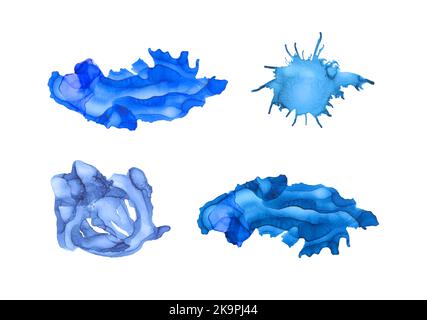 Set di texture creative colorate con inchiostro alcolico dipinte a mano Illustrazione Vettoriale