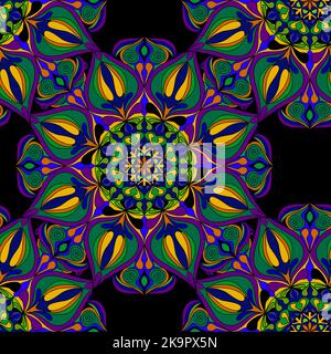 Sfondo decorativo senza cuciture con mandala astratta in lacy. Illustrazione Vettoriale