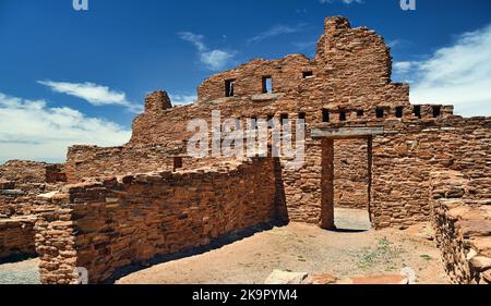 Missione San Gregorio De Abo rovine da costruito nel 1629 da missionari spagnoli in New Mexico. Foto Stock