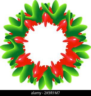 Design astratto in colori verdi. Cornice o corona sfumata stilizzata. Motivi ambientali. Illustrazione Vettoriale