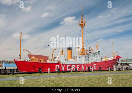 The Historic Lightship OverFalls, Lewes Delaware USA, Lewes, Delaware Foto Stock