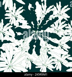Il palmo verde stilizzato lascia un motivo senza cuciture. Design romantico e decorativo. Texture per carta da imballaggio, tessuto, abbigliamento, nastro, carta da parati Illustrazione Vettoriale