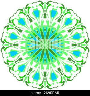 Disegno a mano di dodle in cerchio. Mandala decorativa in lacy o fiocco di neve. Elemento di design per stampe, biglietti da visita, libro da colorare per adulti, inviti, Illustrazione Vettoriale