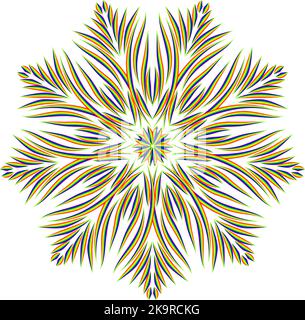 Modello di mandala stilizzato astratto. Ornamento decorativo rotondo. Fiocco di neve in pacy colorato. Illustrazione Vettoriale