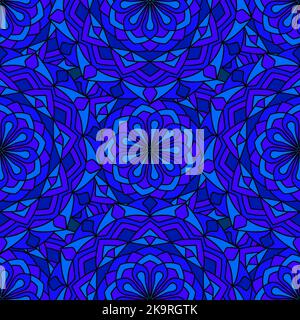 Motivo decorativo etnico colorato senza cuciture con simboli mandala. Sfondo dell'elemento rotondo disegnato a mano Illustrazione Vettoriale