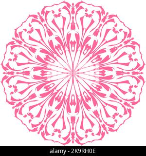 Disegno a mano di dodle in cerchio. Mandala decorativa in lacy o fiocco di neve. Elemento di design per stampe, biglietti da visita, libro da colorare per adulti, inviti, Illustrazione Vettoriale