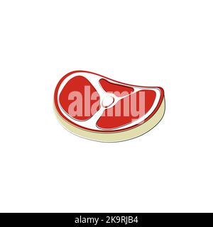 Carne icona. Cartello Steak. Illustrazione disegnata a mano con cartoni animati vettoriali. Illustrazione Vettoriale