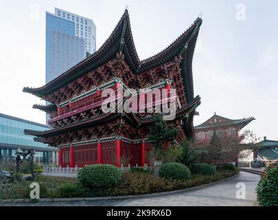 Padiglione Tengwang,Nanchang,tradizionale, antica architettura cinese, fatta di legno. Foto Stock