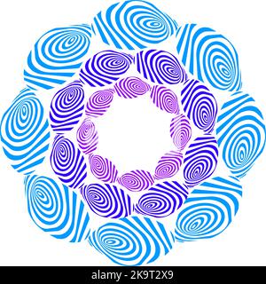 Elemento colorato floreale. Corona stilizzata a righe su sfondo bianco. Illustrazione Vettoriale