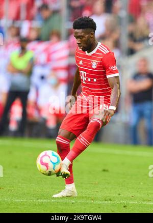 Germania. 29th Ott 2022. Alphonso DAVIES, FCB 19 nella partita FC BAYERN München - 1. FSV MAINZ 05 6-2 1.German Football League il 29 ottobre 2022 a Monaco di Baviera, Germania. Stagione 2022/2023, giorno 12, 1.Bundesliga, FCB, München, 12.Spieltag © Peter Schatz / Alamy Live News - LE NORMATIVE DFL VIETANO QUALSIASI USO DELLE FOTOGRAFIE come SEQUENZE DI IMMAGINI e/o QUASI-VIDEO - Credit: Peter Schatz/Alamy Live News Foto Stock