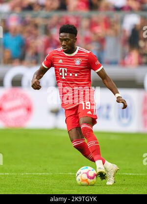 Germania. 29th Ott 2022. Alphonso DAVIES, FCB 19 nella partita FC BAYERN München - 1. FSV MAINZ 05 6-2 1.German Football League il 29 ottobre 2022 a Monaco di Baviera, Germania. Stagione 2022/2023, giorno 12, 1.Bundesliga, FCB, München, 12.Spieltag © Peter Schatz / Alamy Live News - LE NORMATIVE DFL VIETANO QUALSIASI USO DELLE FOTOGRAFIE come SEQUENZE DI IMMAGINI e/o QUASI-VIDEO - Credit: Peter Schatz/Alamy Live News Foto Stock