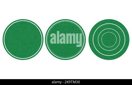 Francobolli rotondi verdi isolati su sfondo bianco Illustrazione Vettoriale