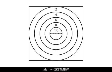 Set di icone obiettivo, obiettivo e obiettivo. Vettore di linea modificabile. Simbolo di una vista a pistola, scopo con una freccia rossa al centro. Pittogramma di gruppo. Illustrazione Vettoriale