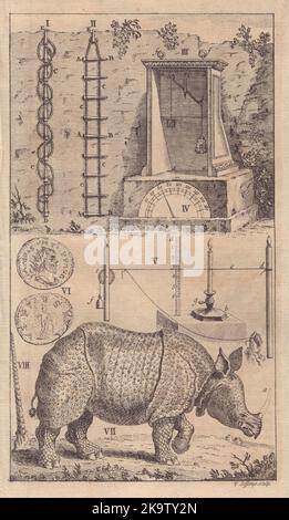 Scalatura Scalette igromane Coin Posthumus Rhinoceros corno Narwhal 1747 Foto Stock