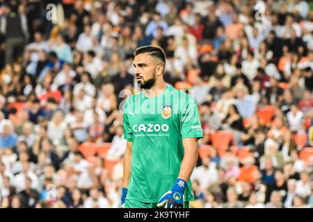 29 ottobre 2022: VALENCIA, SPAGNA - OCTOBR 29: Giorgi Mamardashvili di Valencia CF, durante la partita tra Valencia CF e FC Barcellona di la Liga Santander il 29 ottobre 2022 a Mestalla di Valencia, Spagna. (Credit Image: © Samuel CarreÃ±o/PX Imagens via ZUMA Press Wire) Credit: ZUMA Press, Inc./Alamy Live News Foto Stock