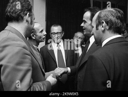 Visita di Georges Marchais, capo del Partito comunista francese, ai comunisti tedeschi del DKP il 20 ottobre 1973 ad Essen. Georges Marchais Foto Stock