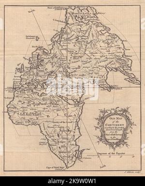 Vecchia carta del Continente… Europa Africa Asia Emisfero orientale. GIBSON 1758 Foto Stock