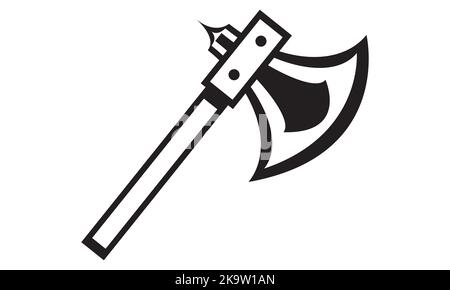 Illustrazione vettoriale di un'ascia da fuoco normale e rossa. Illustrazione dell'icona Axe. Assi tradizionali utilizzati per il disboscamento e il soccorso antincendio. Illustrazione Vettoriale