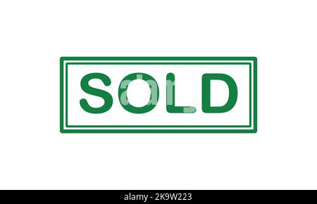 Vector Stamp venduto. Timbri verdi. Grunge gomma Texture Stamp. Texture timbro stressata. Post Stamp Collection. Illustrazione Vettoriale