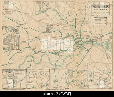 Mappa della metropolitana di Londra. Mappa della rete metropolitana 1915 antica mappa piano Foto Stock