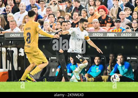 29 ottobre 2022: VALENCIA, SPAGNA - 29 OTTOBRE: Jose Gaya di Valencia CF durante la partita tra Valencia CF e FC Barcellona di la Liga Santander il 29 ottobre 2022 a Mestalla di Valencia, Spagna. (Credit Image: © Samuel CarreÃ±o/PX Imagens via ZUMA Press Wire) Credit: ZUMA Press, Inc./Alamy Live News Foto Stock